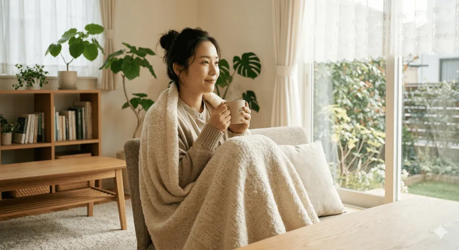 温活で体が温まりリラックスする女性