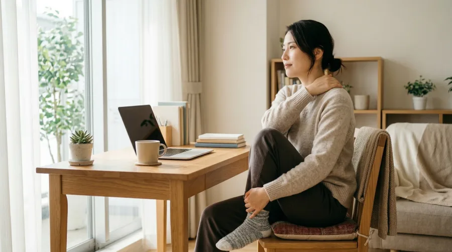 血流低下による冷え性の原因を説明する女性