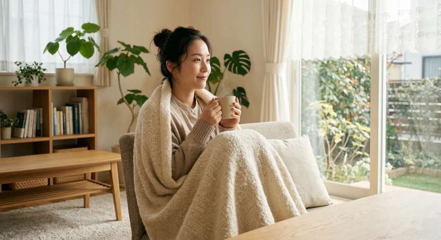 温活で体が温まりリラックスする女性