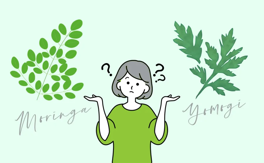 モリンガ蒸しとよもぎ蒸しの違いで迷っている女性のイメージ画像