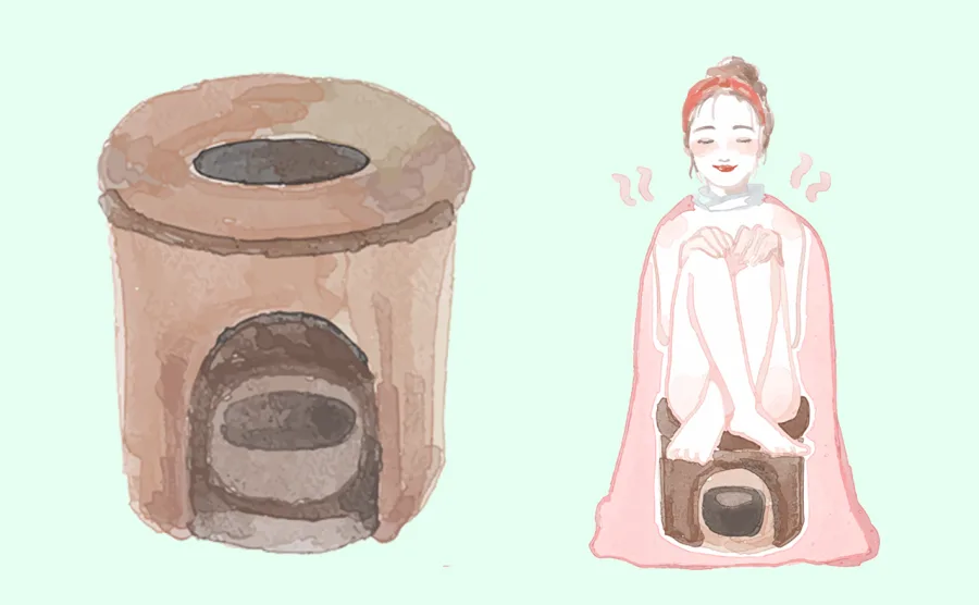 座浴器と座浴器に座っている女性のイメージ画像