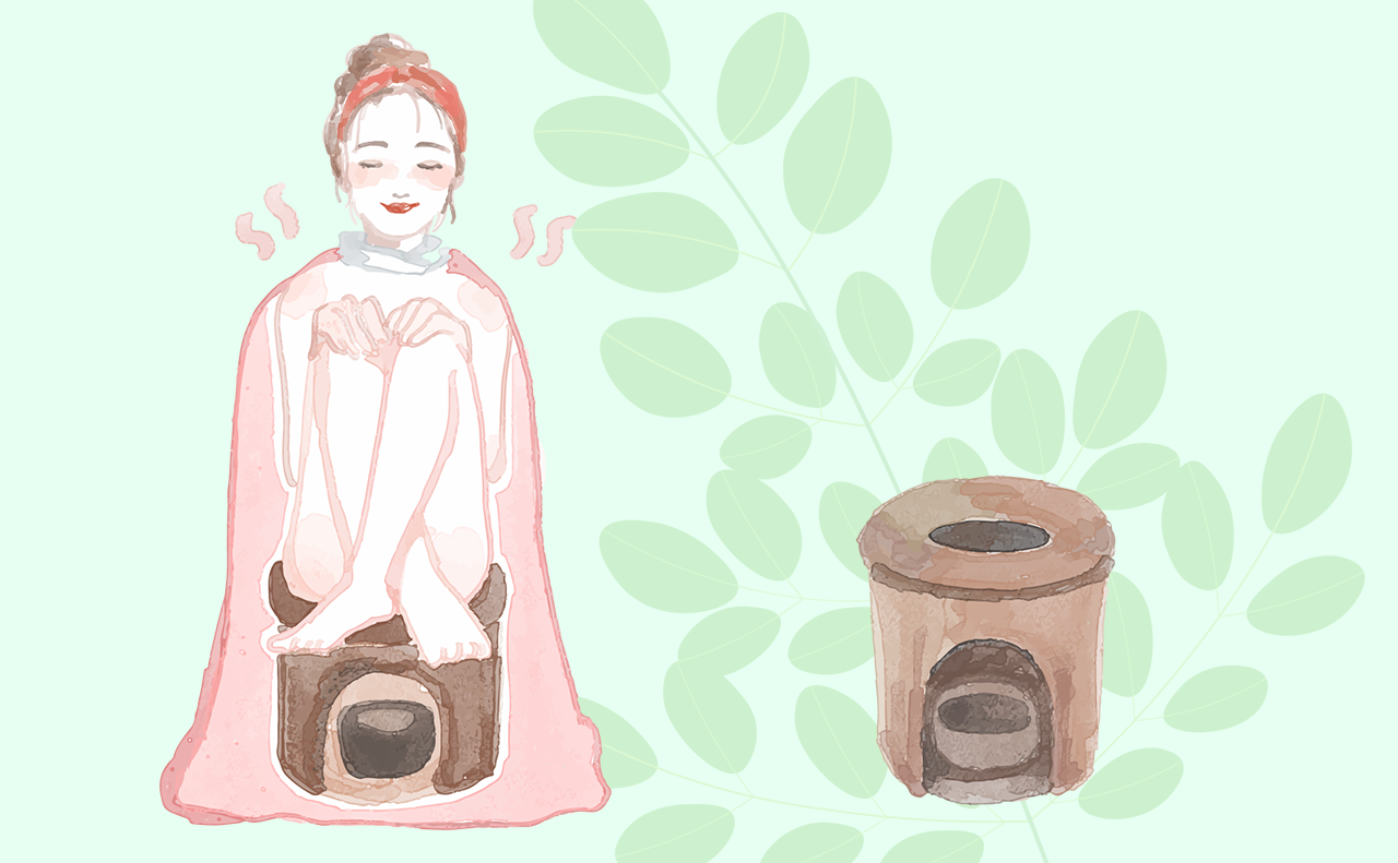 心地よくモリンガ蒸しをしている女性のイメージ画像